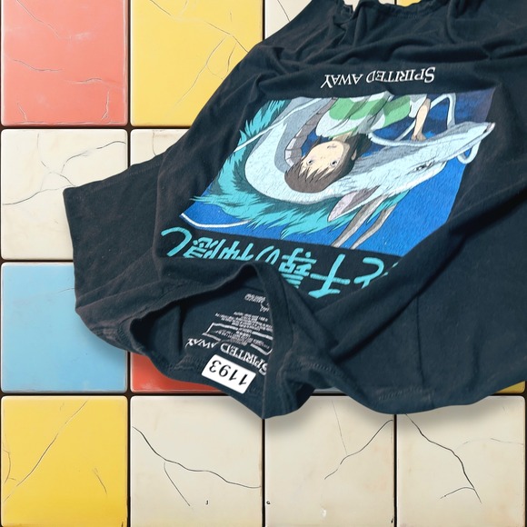 Vintage Y2K Spirited Away Studio Ghibli Anime Tee Bioworld Black Japan Shirt‎ M - Picture 9 of 12